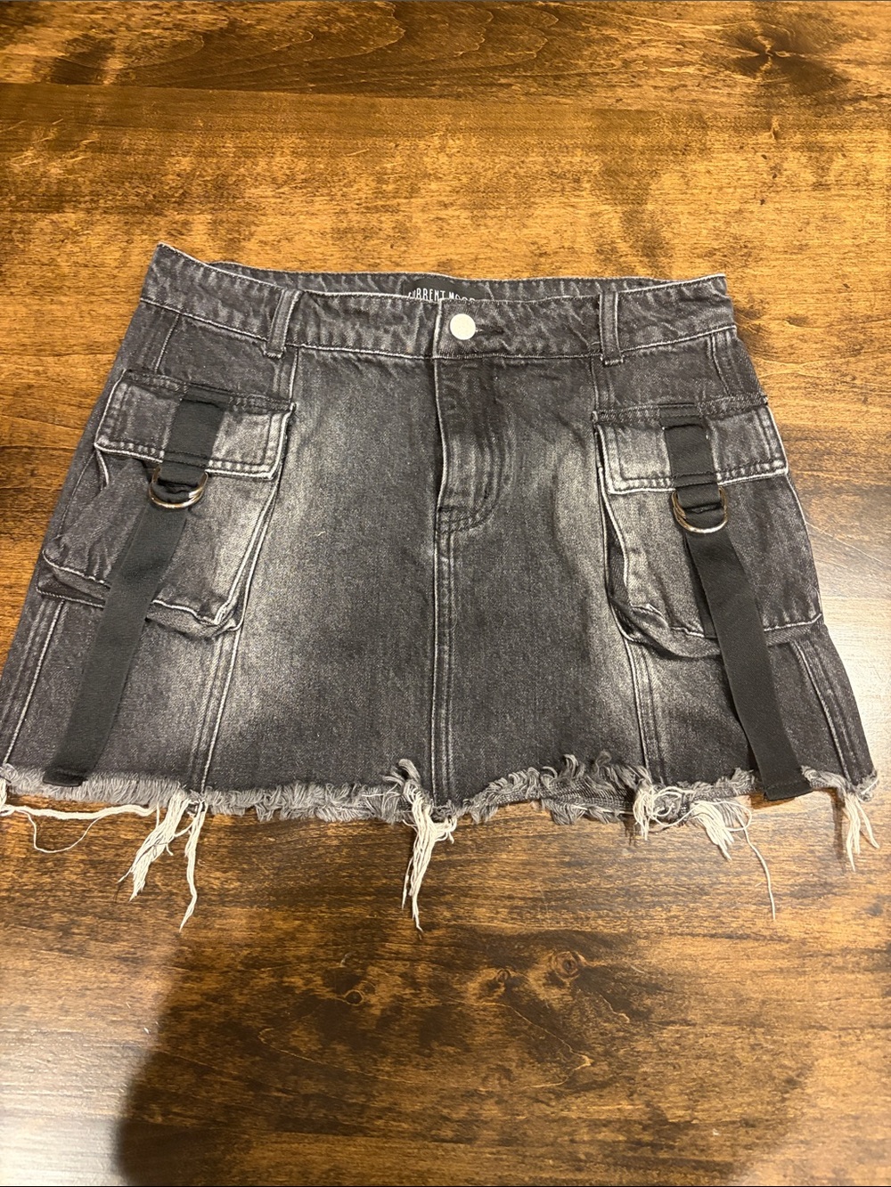 NWT Black Denim Cargo Mini Skirt